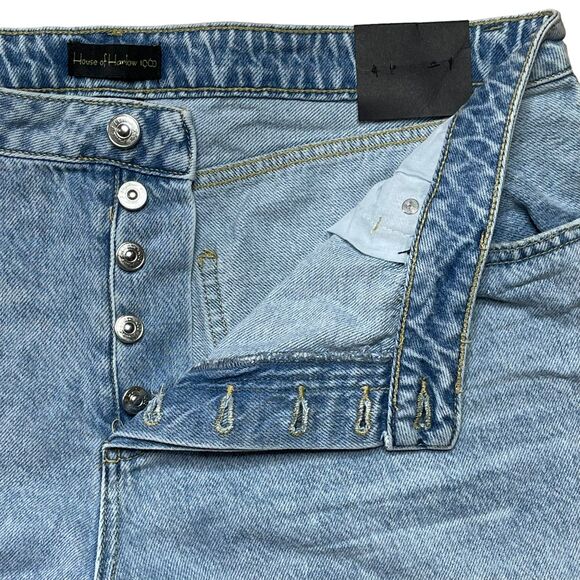 House of Harlow 1960 NWT High Rise Mom Bermuda Jean Shorts Raw Hem Button Fly 33 - Picture 5 of 7
